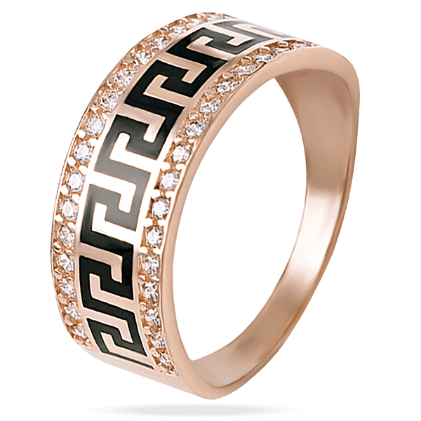 Золотое кольцо в греческом стиле с фианитами 028663 детальное изображение ювелирного изделия Золотые кольца с фианитом