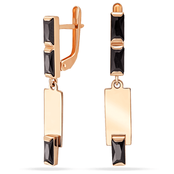 Золотые зеркальные серьги Мери с чёрными фианитами багетовой огранки 038939 детальное изображение ювелирного изделия Золотые серьги с агатом Золотые зеркальные серьги Мери с чёрными фианитами багетовой огранки 038939 детальное изображение ювелирного изделия Золотые серьги с агатом