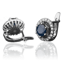 обзорное фото Серьги из белого золота с сапфирами и бриллиантами 023133 Золотые серьги с сапфиром обзорное фото Серьги из белого золота с сапфирами и бриллиантами 023133  Золотые серьги с сапфиром