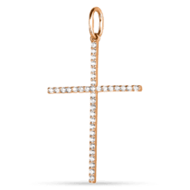 обзорное фото Золотой длинный крест с фианитами 038268  Декоративные золотые крестики