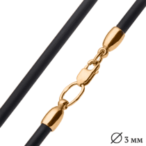 обзорное фото Каучуковый шнурок с золотой гладкой застежкой 025683  Шнурки с золотом