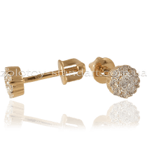 обзорное фото Золотые серьги гвоздики Цветочки 110353  Серьги с камнями