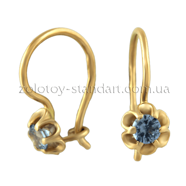 Золотые серьги на французском замке цветочки 1,3,0544 детальное изображение ювелирного изделия Серьги с камнями Золотые серьги на французском замке цветочки 1,3,0544 детальное изображение ювелирного изделия Серьги с камнями