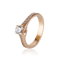 обзорное фото Золотое кольцо с фианитом 028228  Золотые кольца для помолвки с цирконием