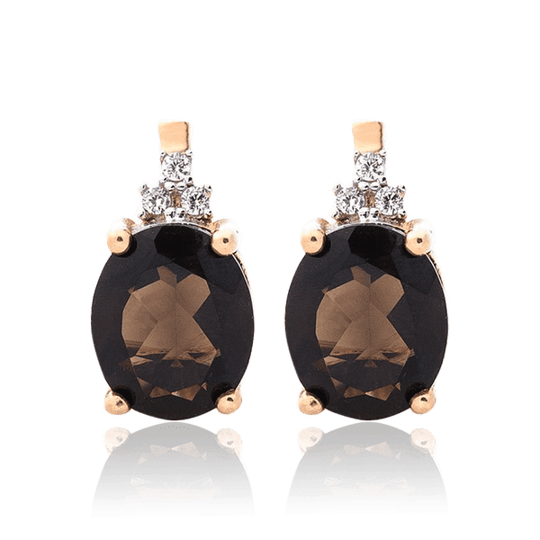 Сережки з крупним раухтопазом в червоному золоті 034589 детальне зображення ювелірного виробу Сережки з крупним раухтопазом в червоному золоті 034589 детальне зображення ювелірного виробу