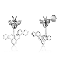 обзорное фото Серебряные серьги Пчелы и Соты 031164  Серебряные серьги без вставок