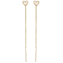 обзорное фото Золотые серьги цепочки 024045 Золотые серьги с фианитом обзорное фото Золотые серьги цепочки 024045  Золотые серьги с фианитом