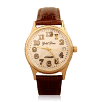 обзорное фото Женские классические часы с золотым корпусом и кожаным ремешком 036282  Мужские золотые часы