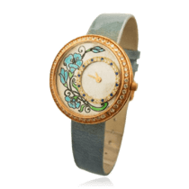 обзорное фото Женские часы с золотым корпусом Прованс с росписью на циферблате 036333  Женские золотые часы