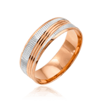 обзорное фото Непростое обручальное кольцо золотое с насечками 036702  Золотые кольца