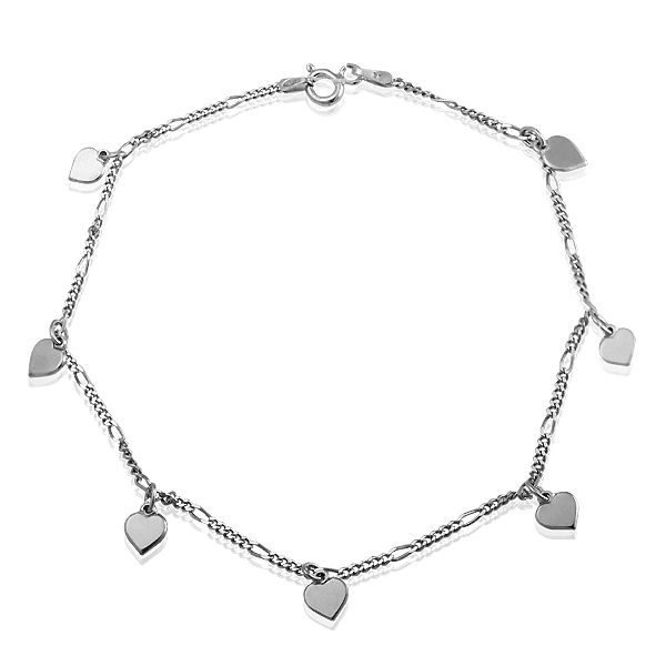 Серебряный браслет Сердечки 025157 детальное изображение ювелирного изделия Серебряные браслеты на ногу Серебряный браслет Сердечки 025157 детальное изображение ювелирного изделия Серебряные браслеты на ногу