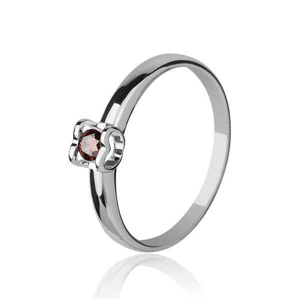 Кольцо сердце в белом золоте с коричневым бриллиантом Неповторимая 026110 детальное изображение ювелирного изделия Золотые кольца для помолвки с бриллиантом