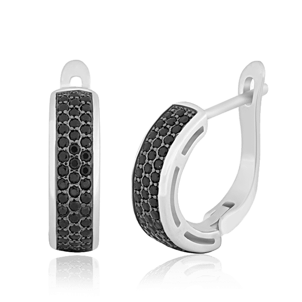 Серебряные серьги с черными фианитами 026244 детальное изображение ювелирного изделия Серебряные серьги с камнями Серебряные серьги с черными фианитами 026244 детальное изображение ювелирного изделия Серебряные серьги с камнями