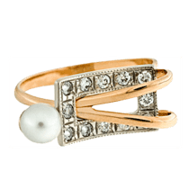 обзорное фото Кольцо с жемчугом 330580  Золотые кольца с жемчугом
