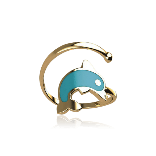 Детское золотое кольцо Дельфин с голубой эмалью 028570 детальное изображение ювелирного изделия Детские золотые кольца Детское золотое кольцо Дельфин с голубой эмалью 028570 детальное изображение ювелирного изделия Детские золотые кольца