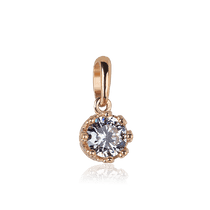 обзорное фото Кулон Корона из красного золота с фианитом 032212 Золотые подвески обзорное фото Кулон Корона из красного золота с фианитом 032212  Золотые подвески