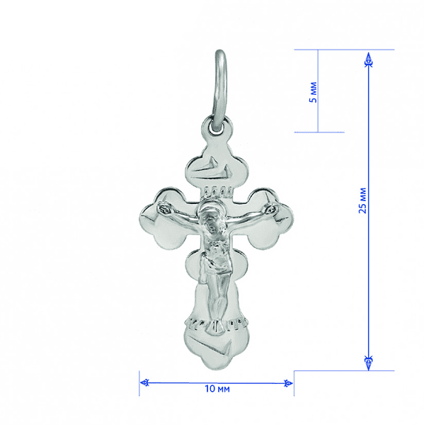 Срібний православний хрестик з розп'яттям 037343 детальне зображення ювелірного виробу Срібний православний хрестик з розп'яттям 037343 детальне зображення ювелірного виробу