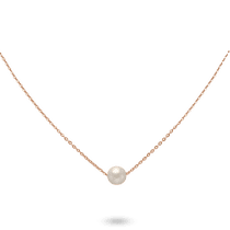 обзорное фото Колье в красном золоте с жемчуженкой 027863 Золотые колье с камнями обзорное фото Колье в красном золоте с жемчуженкой 027863  Золотые колье с камнями