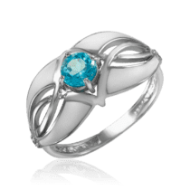 обзорное фото Серебряное кольцо с топазом и эмалью 031633  Серебряные кольца