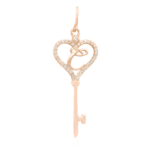 обзорное фото Позолоченный кулон-ключ с буквой "С" с фианитами 024784  Серебряные подвески буквы