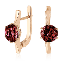 обзорное фото Золотые серьги с гранатом 024619 Золотые серьги с гранатом обзорное фото Золотые серьги с гранатом 024619  Золотые серьги с гранатом