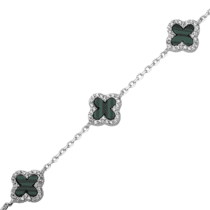 обзорное фото Серебряный браслет с малахитом и фианитами 027759  Серебряные женские браслеты
