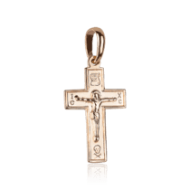 обзорное фото Нательный крестик золото 585 с надписью Спаси и Сохрани 032192  Крестики мужские