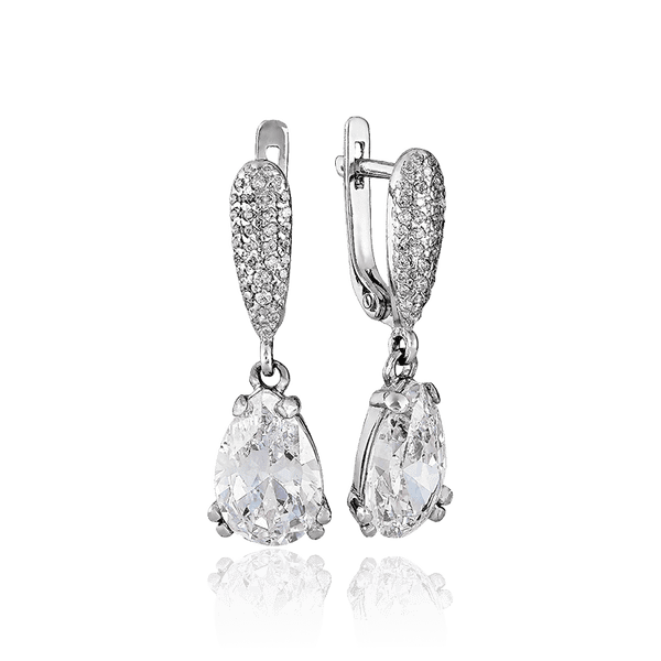 Серебряные серьги подвески с фианитами Капля 036464 детальное изображение ювелирного изделия Серебряные серьги Серебряные серьги подвески с фианитами Капля 036464 детальное изображение ювелирного изделия Серебряные серьги