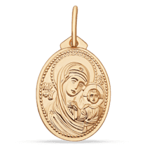 обзорное фото Золотая ладанка Казанская икона Божией Матери 038827  Золотые подвески без камней