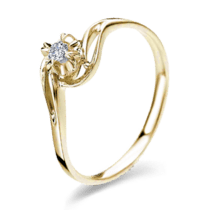 обзорное фото Помолвочное кольцо с бриллиантом из желтого золота 024527  Золотые кольца для помолвки с бриллиантом