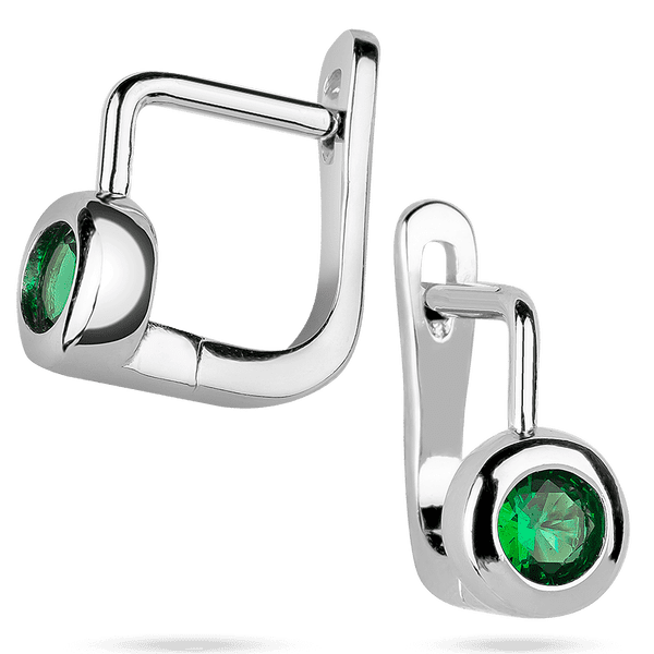 Дитячі срібні сережки з зеленими фіанітами 925 проби (родовані) 039564 детальне зображення ювелірного виробу Дитячі срібні сережки з зеленими фіанітами 925 проби (родовані) 039564 детальне зображення ювелірного виробу
