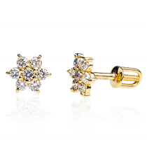 обзорное фото Золотые серьги с бриллиантами Alcor E0326  Золотые серьги с бриллиантами