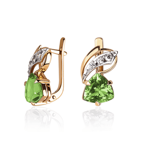 Золотые серьги с хризолитом Рикарда 033498 детальное изображение ювелирного изделия Золотые серьги Золотые серьги с хризолитом Рикарда 033498 детальное изображение ювелирного изделия Золотые серьги