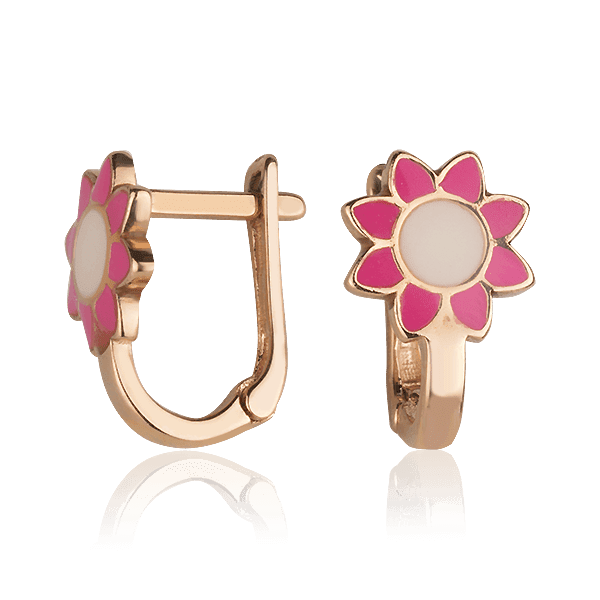 Золотые серьги с эмалью Цветочки 028161 детальное изображение ювелирного изделия Серьги без камней Золотые серьги с эмалью Цветочки 028161 детальное изображение ювелирного изделия Серьги без камней