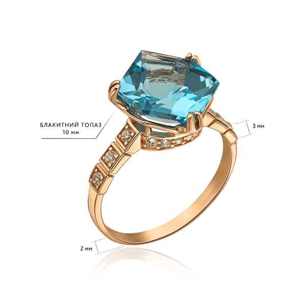 Каблучка золота з великим топазом і фіанітами 036669 детальне зображення ювелірного виробу Каблучка золота з великим топазом і фіанітами 036669 детальне зображення ювелірного виробу