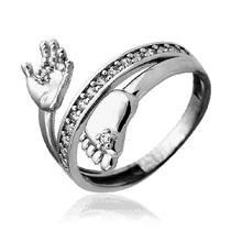 обзорное фото Кольцо из белого золота с фианитами Ручка и Ножка младенца 032927 Золотое кольцо ручка младенца обзорное фото Кольцо из белого золота с фианитами Ручка и Ножка младенца 032927  Золотое кольцо ручка младенца