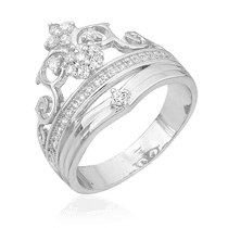 обзорное фото Серебряное кольцо Корона с фианитами 024682 Серебряные кольца с фианитом обзорное фото Серебряное кольцо Корона с фианитами 024682  Серебряные кольца с фианитом