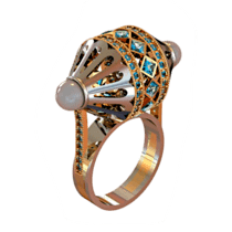 обзорное фото Кольцо с жемчугом 330895  Золотые кольца с жемчугом