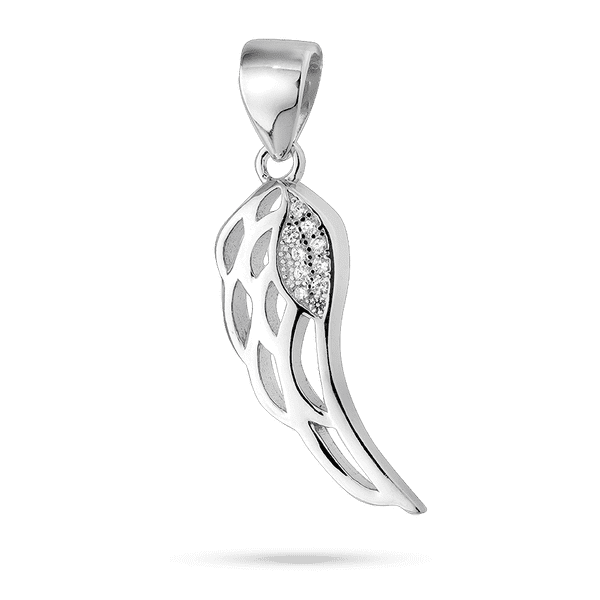 Серебряная подвеска "Крыло" с фианитами 040089 детальное изображение ювелирного изделия Серебряные подвески со вставками