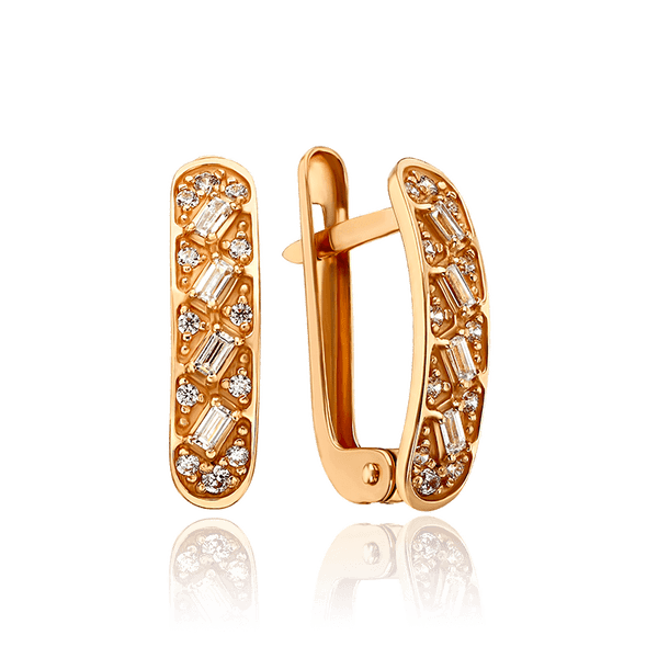 Серьги из красного золота с блестящими фианитами  034843 детальное изображение ювелирного изделия Золотые серьги Серьги из красного золота с блестящими фианитами  034843 детальное изображение ювелирного изделия Золотые серьги