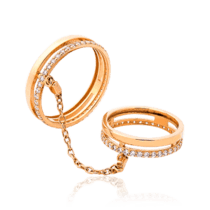 обзорное фото Двойное кольцо на фалангу золотое с цепочкой 032680  Кольца на фалангу из золота