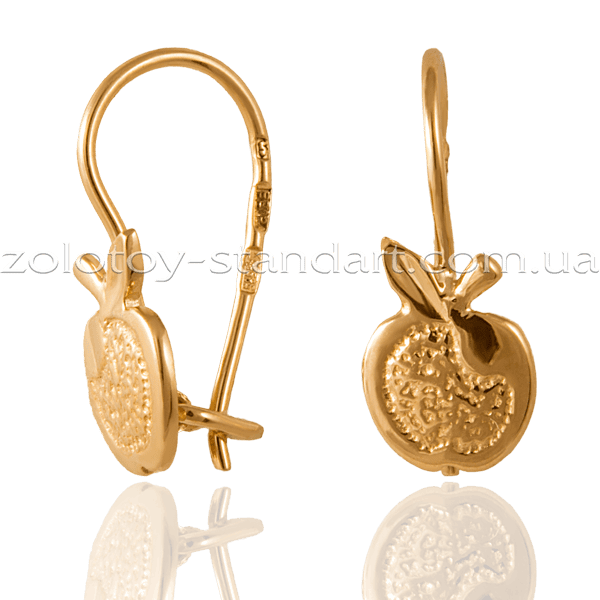 Золотые серьги Яблока 054 детальное изображение ювелирного изделия Серьги без камней