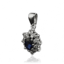 обзорное фото Кулон с сапфирами и бриллиантами 023175  Золотые кулоны с сапфиром