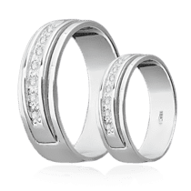 обзорное фото Обручальное кольцо с бриллиантами 023192  Обручальные кольца с бриллиантами