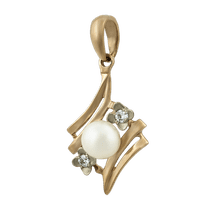 обзорное фото Золотой подвес с жемчугом 400803 Золотые кулоны с жемчугом обзорное фото Золотой подвес с жемчугом 400803  Золотые кулоны с жемчугом