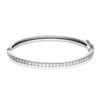 обзорное фото Серебряный жесткий браслет с белыми фианитами 029979 Серебряные женские браслеты обзорное фото Серебряный жесткий браслет с белыми фианитами 029979  Серебряные женские браслеты