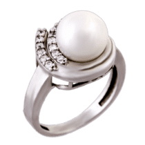 обзорное фото Серебряное кольцо с жемчугом 5147  Серебряные кольца