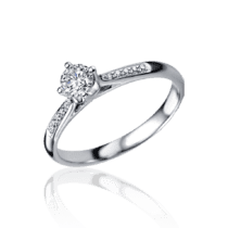 обзорное фото Помолвочное кольцо из белого золота с бриллиантами 030903  Золотые кольца для помолвки с бриллиантом