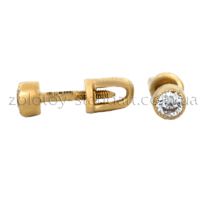 обзорное фото Золотые серьги гвоздики с цирконием 1,3,0226  Серьги с камнями