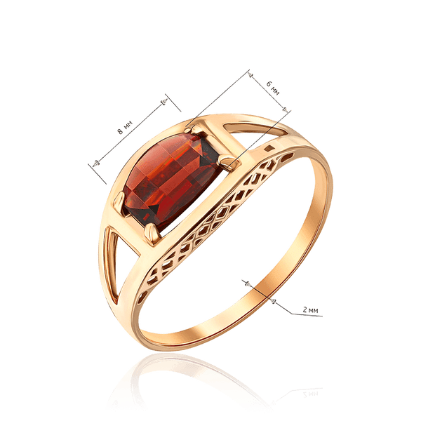 колцо с гранатом в золоте